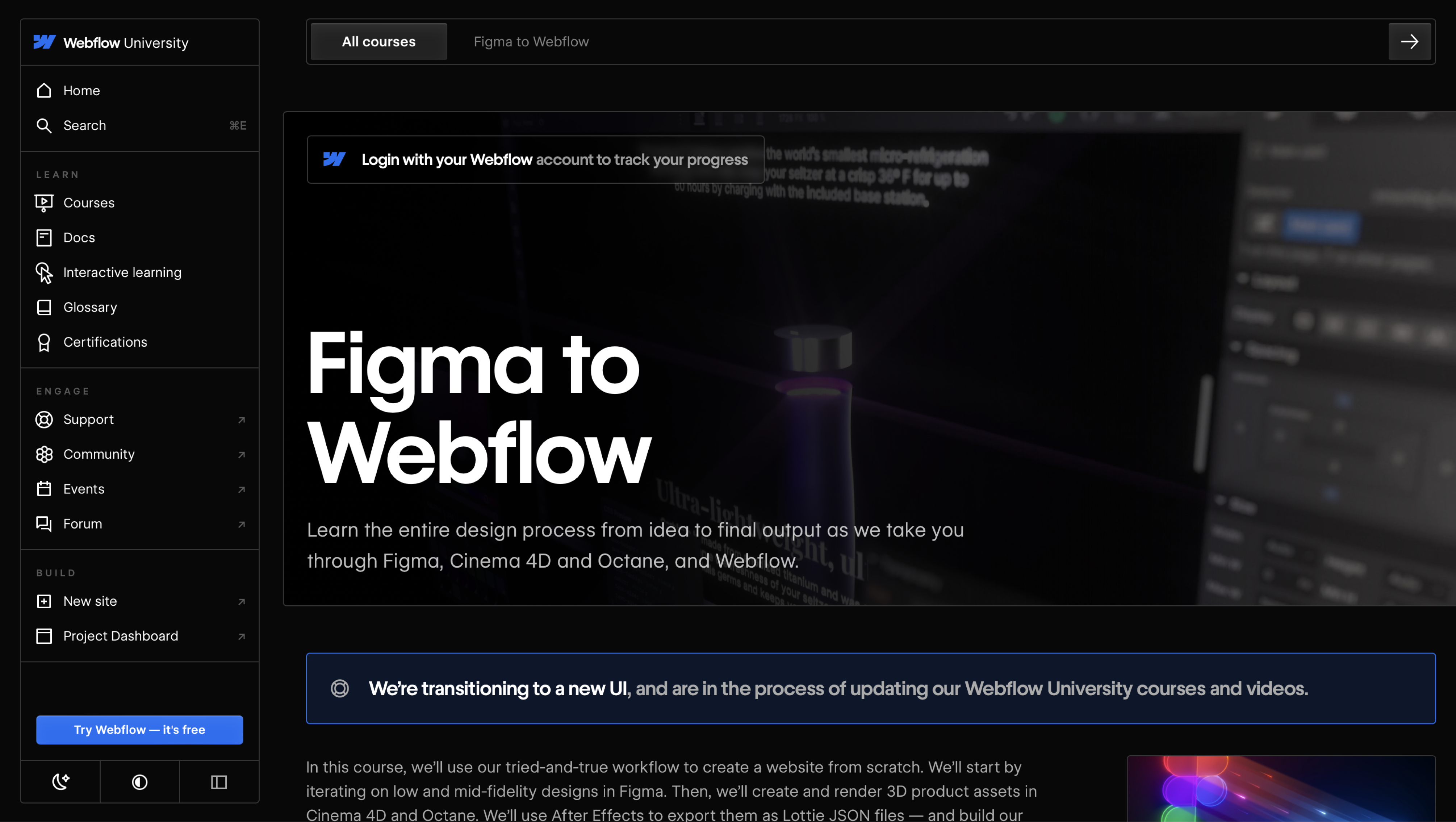 Figma to Webflow course web page